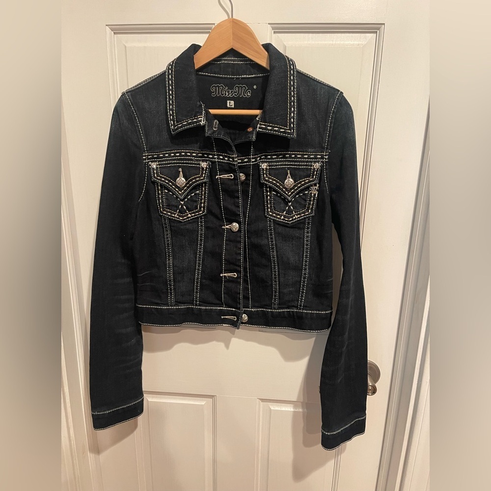 Miss Me Dark Denim Women’s L Jacket Y2K